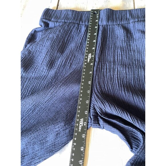 Soft Surroundings Oceo Gauze Wide Leg Pants Womens M Navy Wide Leg Button Detail - Picture 6 of 9